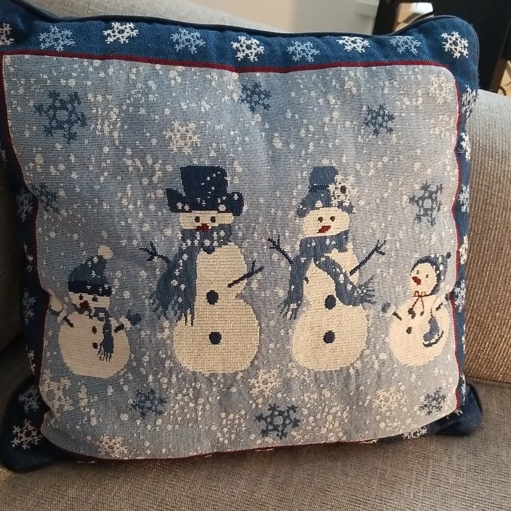 Snowman Tapestry Decorative Accent Pillow